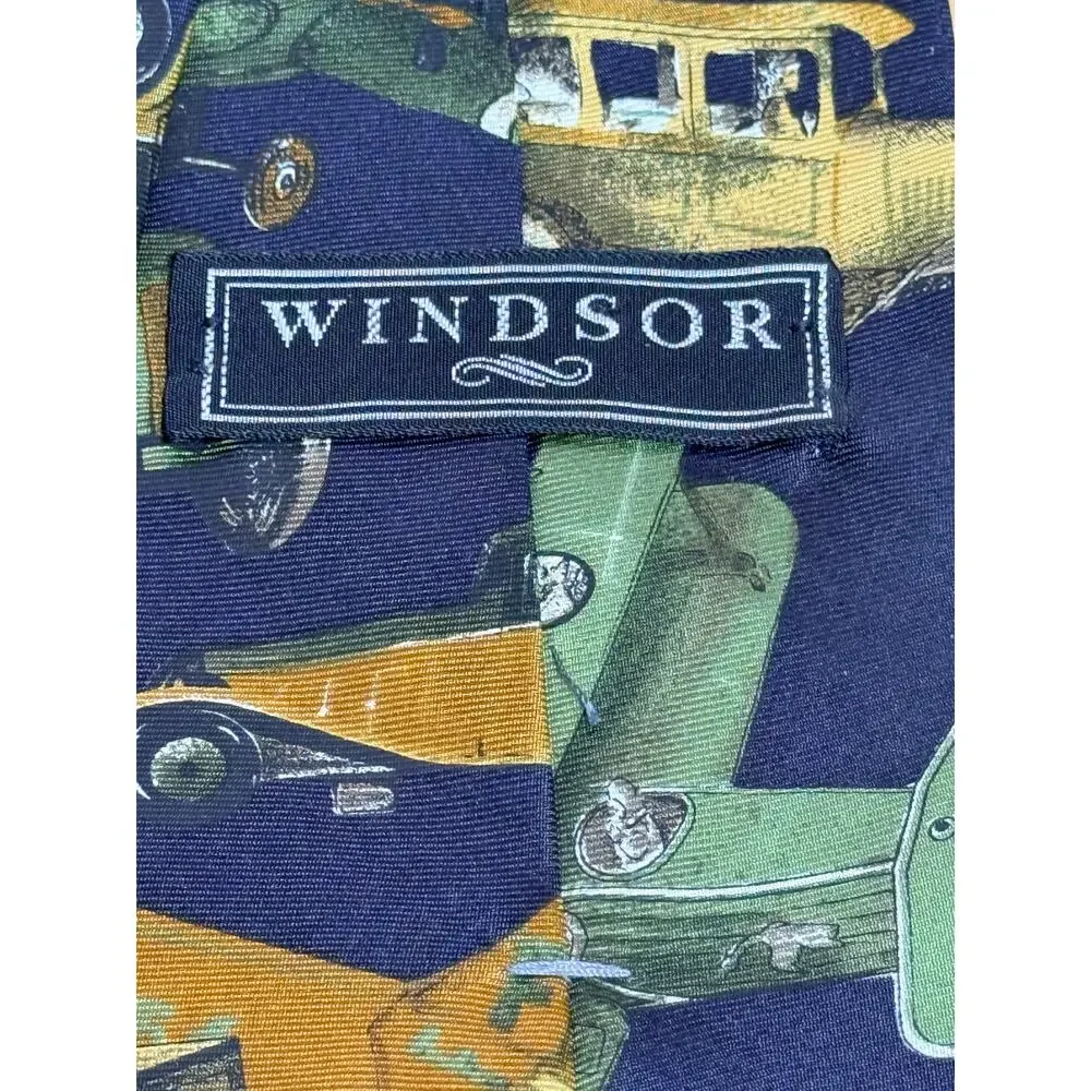 57”-Windsor Silk Necktie Made USA - classic Cars/Airplanes